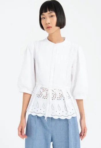 FRACOMINA 3/4 BLOUSE WHITE