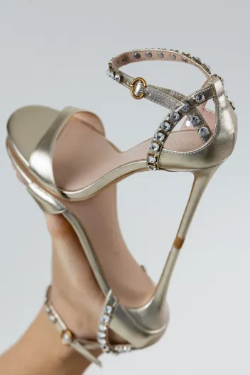 PINKO SANDAL LAMINATED PLATINUM -40%