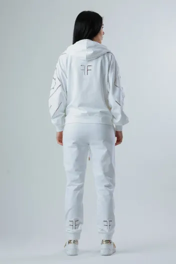 FRACOMINA HOODIE FLEECE SWEATER WHITE -40%