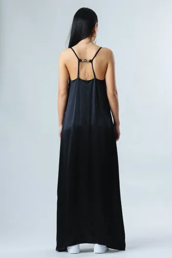 FRACOMINA LONG SLIP DRESS BLACK