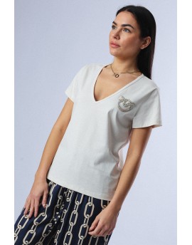 PINKO TURBATO T-SHIRT SCOLLO V PINK -25%