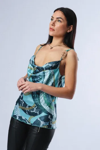 FRACOMINA TOP SNAKETURQUOISE