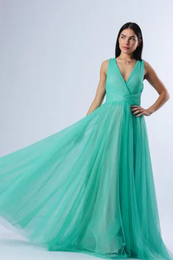 FRACOMINA- LONG DRESS ACQUA