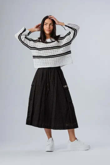 FRACOMINA STRIPED  KNITTED SWEATER WHITEBLACK