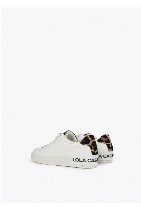 LOLA CASADEMUNT SNEAKERS WITH ANIMAL PRINT DETAILS