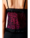 PINKO STRASBOURG TOP GEORGETTE BURGUNDY/BLACK