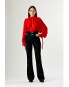 PINKO METZ BLUSA CREPE DE CHINE ROSSO SALSA