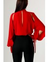 PINKO METZ BLUSA CREPE DE CHINE ROSSO SALSA