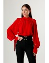 PINKO METZ BLUSA CREPE DE CHINE ROSSO SALSA