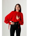 PINKO METZ BLUSA CREPE DE CHINE ROSSO SALSA