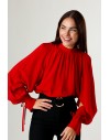 PINKO METZ BLUSA CREPE DE CHINE ROSSO SALSA