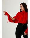 PINKO METZ BLUSA CREPE DE CHINE ROSSO SALSA