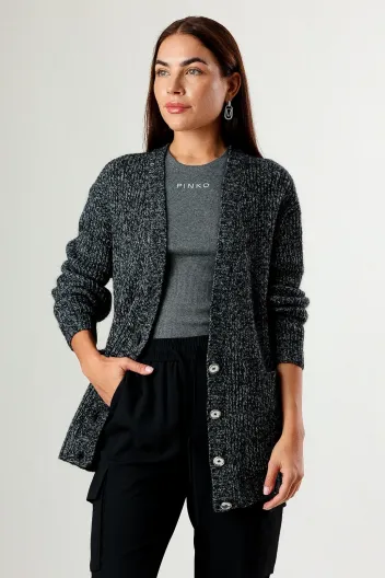 copy of PINKO ERBACEO CARDIGAN MOULINE GRIGIO/NERO/BIANCO