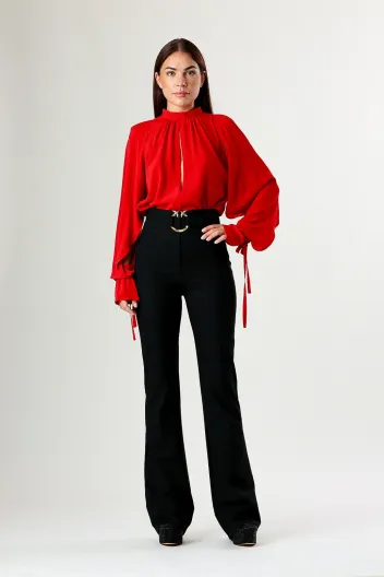 PINKO METZ BLUSA CREPE DE CHINE ROSSO SALSA