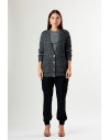 PINKO ERBACEO CARDIGAN MOULINE GRIGIO/NERO/BIANCO