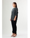 PINKO ERBACEO CARDIGAN MOULINE GRIGIO/NERO/BIANCO