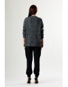 PINKO ERBACEO CARDIGAN MOULINE GRIGIO/NERO/BIANCO