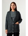 PINKO ERBACEO CARDIGAN MOULINE GRIGIO/NERO/BIANCO