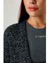 PINKO ERBACEO CARDIGAN MOULINE GRIGIO/NERO/BIANCO