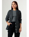 PINKO ERBACEO CARDIGAN MOULINE GRIGIO/NERO/BIANCO