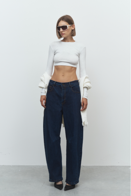 MADE IN ITALY CROP TOP SZARY