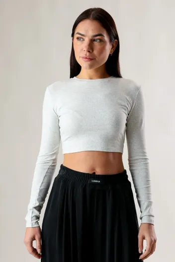 MADE IN ITALY CROP TOP SZARY