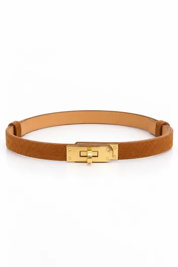 MADE IN ITALY PASEK SKÓRZANY ZAMSZOWY JASNY CAMEL